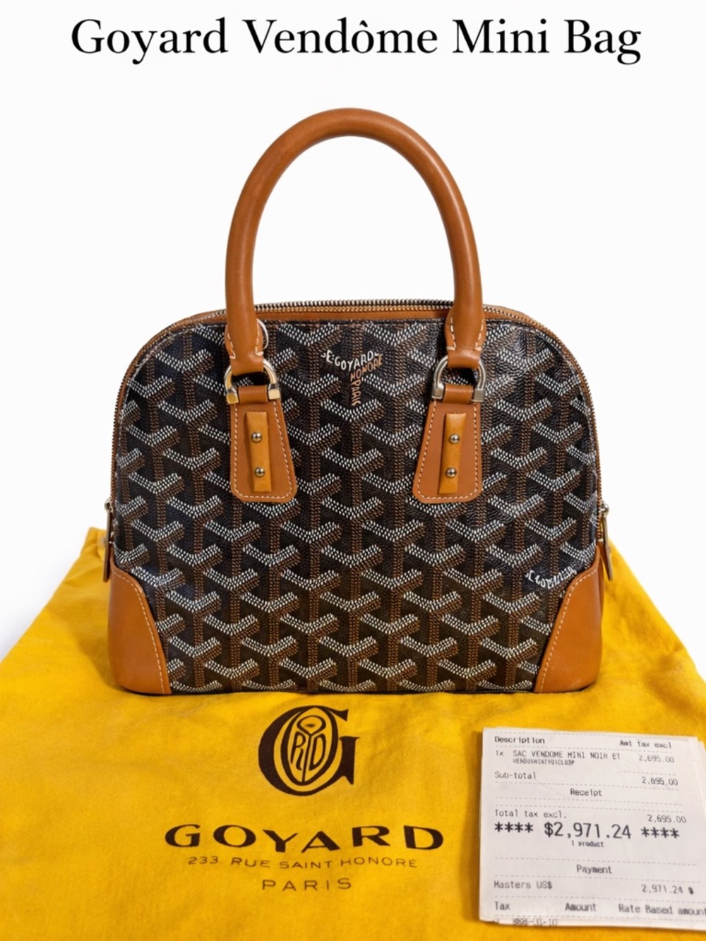Goyard Brown Canvas Mini Satchel with Amber Leather Trim
